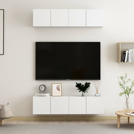 Tv-bänk set 4 st vit 60x30x30 cm konstruerat trä