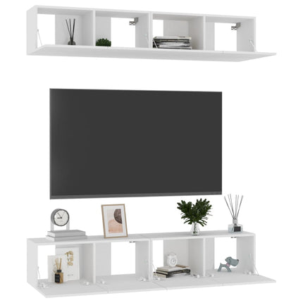 Tv-skåp 4 st vit 80x30x30 cm konstruerat trä
