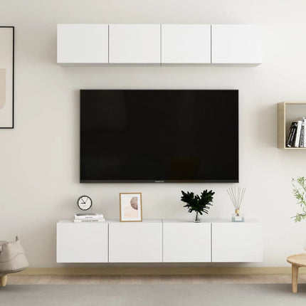 Tv-skåp 4 st vit 80x30x30 cm konstruerat trä