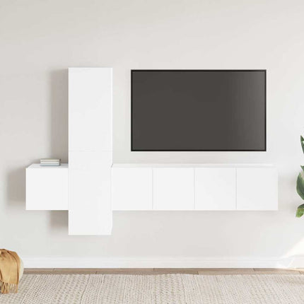 TV-skåp 5 delar vit konstruerat trä