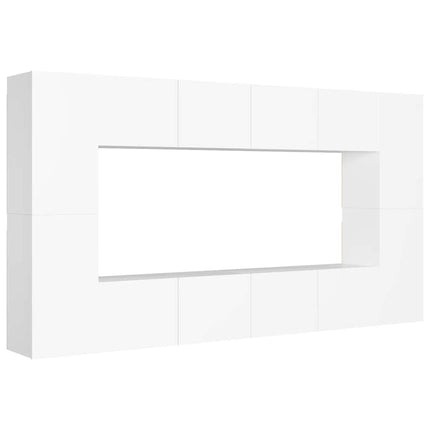 Tv-skåp 8 delar vit konstruerat trä