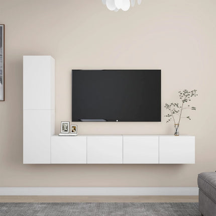 Tv-skåp 4 delar vit konstruerat trä