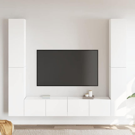 Tv-skåp 6 delar vit konstruerat trä