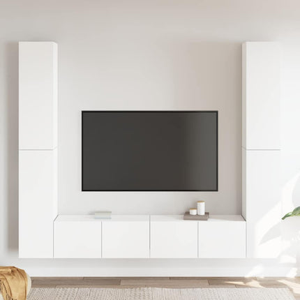 Tv-skåp 6 delar vit konstruerat trä
