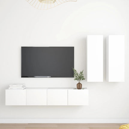 Tv-skåp 4 delar vit konstruerat trä