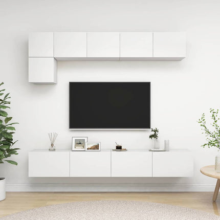 TV-skåp 5 delar vit konstruerat trä