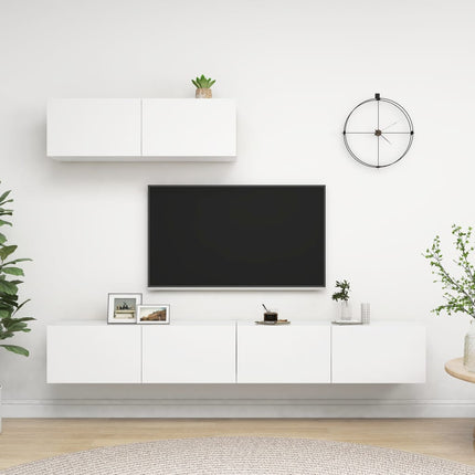 TV-skåp 3 delar vit konstruerat trä