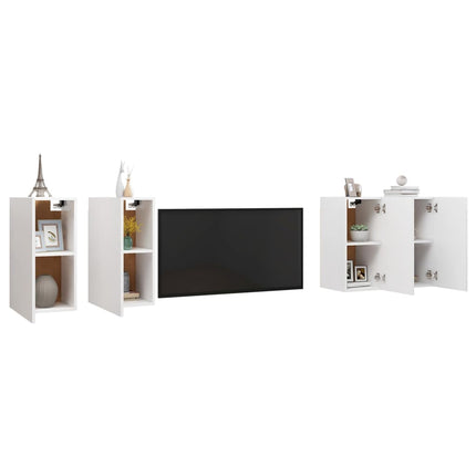 Tv-bänkar 4 st vit 30,5x30x60 cm konstruerat trä