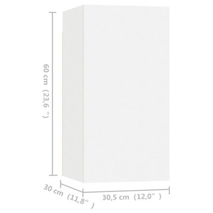 Tv-bänkar 4 st vit 30,5x30x60 cm konstruerat trä