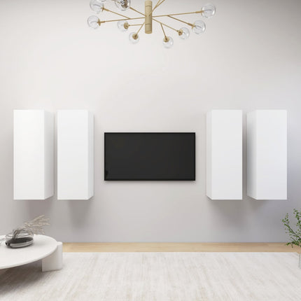 TV-skåp 4 st vit 30,5x30x90 cm konstruerat trä