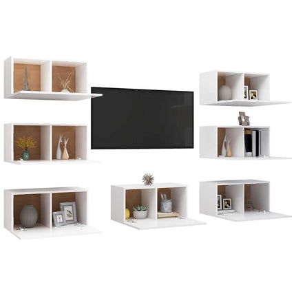 Tv-bänk set 7 st vit 30,5x30x60 cm konstruerat trä