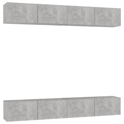 TV-skåp 4 st betonggrå 100x30x30 cm konstruerat trä