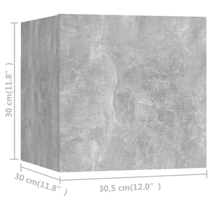Väggmonterade tv-skåp 8 delar betonggrå 30,5x30x30 cm