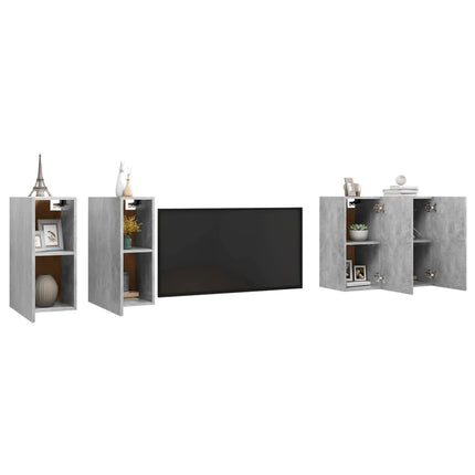 TV-skåp 4 delar betonggrå 30,5x30x60 cm konstruerat trä