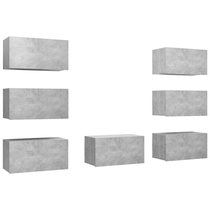 Tv-skåp 7 delar betonggrå 30,5x30x60 cm konstruerat trä