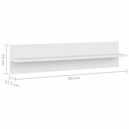 Vägghyllor 2 st vit 80x11,5x18 cm konstruerat trä