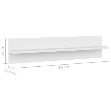 Vägghyllor 4 st vit 80x11,5x18 cm konstruerat trä