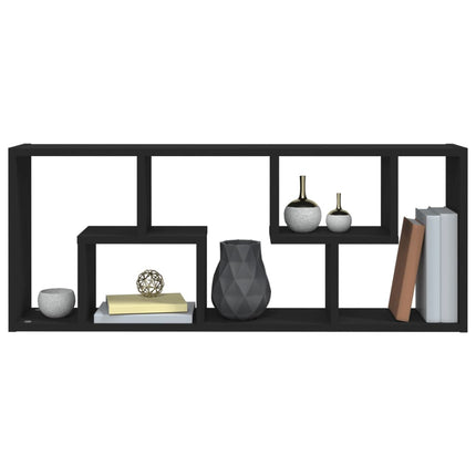 Vägghylla svart 36x16x90 cm konstruerat trä