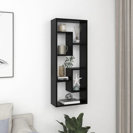 Vägghylla svart 36x16x90 cm konstruerat trä