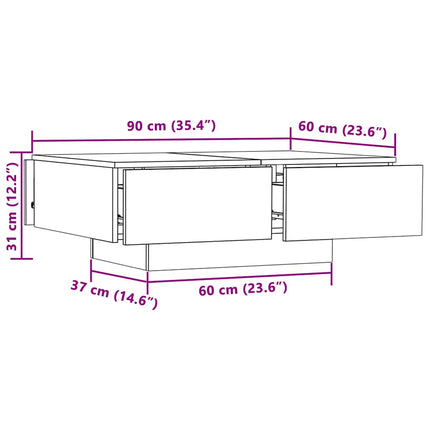 Soffbord sonoma-ek 90x60x31 cm konstruerat trä