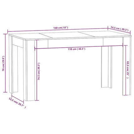 Matbord svart 140x74,5x76 cm konstruerat trä