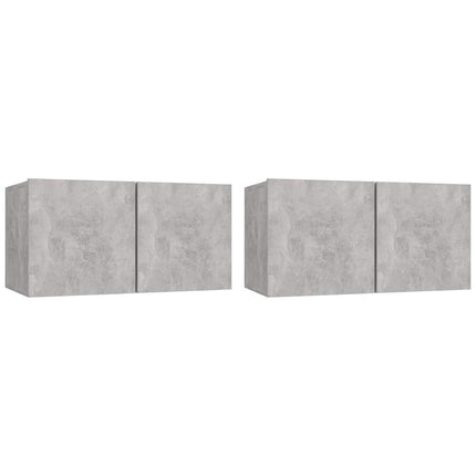 Hängande TV-skåp 2 st betonggrå 60x30x30 cm