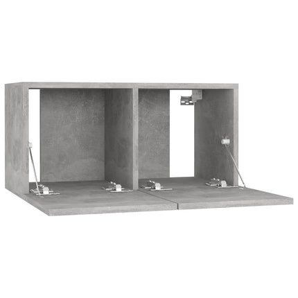 Hängande TV-skåp 2 st betonggrå 60x30x30 cm