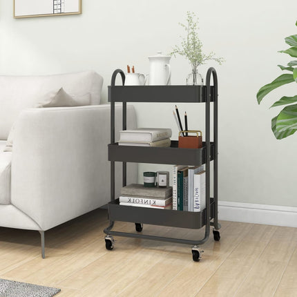 Rullvagn 3 våningar antracit 43x34x79 cm stål