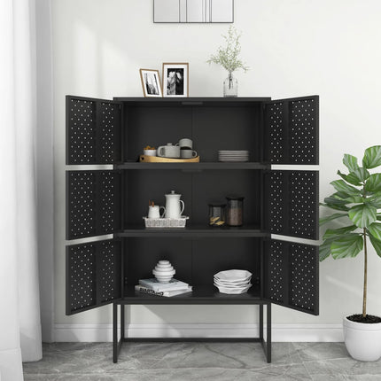 Högskåp svart 80x35x135 cm stål