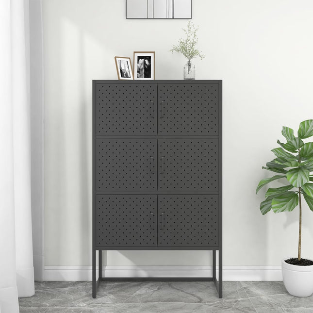 Högskåp antracit 80x35x135 cm stål