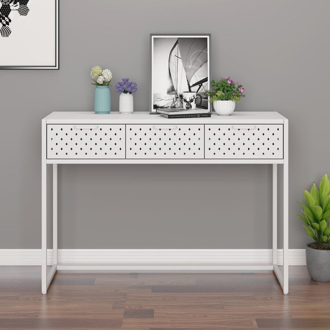 Konsolbord vit 106x35x75 cm stål