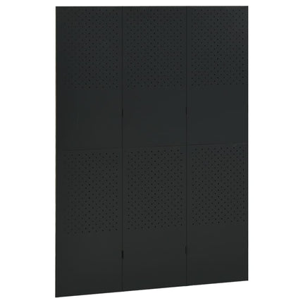 Rumsavdelare 3 paneler svart 120x180 cm stål