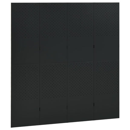 Rumsavdelare 4 paneler svart 160x180 cm stål