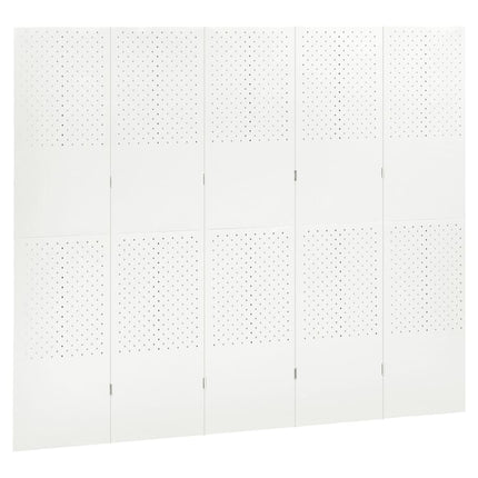 Rumsavdelare 5 paneler vit 200x180 cm stål