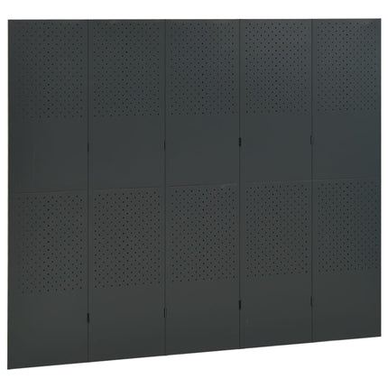 Rumsavdelare 5 paneler antracit 200x180 cm stål