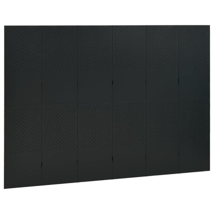 Rumsavdelare 6 paneler svart 240x180 cm stål