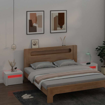 Sängbord med LEDs 2 st vit 60x35x40 cm