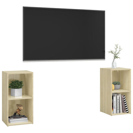 TV-skåp 2 st sonoma-ek 72x35x36,5 cm konstruerat trä