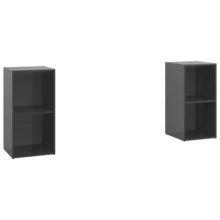 TV-skåp 2 st grå högglans 72x35x36,5 cm konstruerat trä