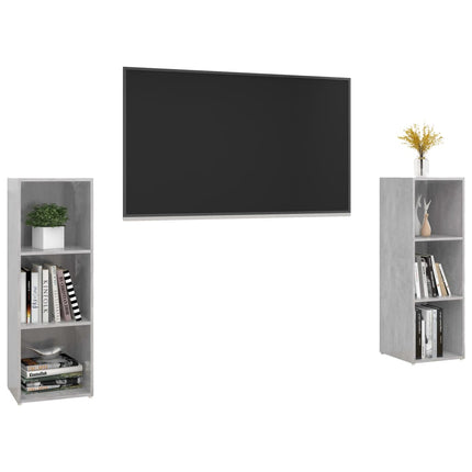 TV-skåp 2 delar betonggrå 107x35x37 cm konstruerat trä