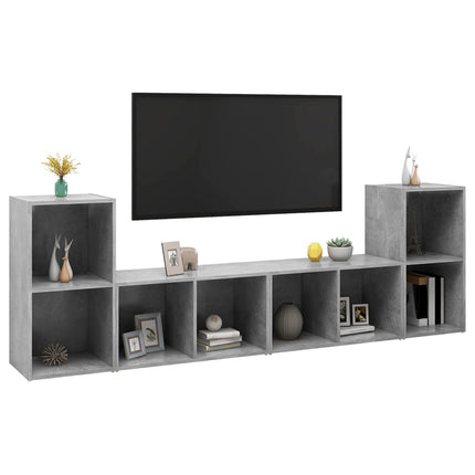 TV-skåp 4 st betonggrå 72x35x36,5 cm konstruerat trä