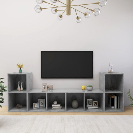 TV-skåp 4 st betonggrå 72x35x36,5 cm konstruerat trä