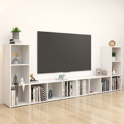 Tv-skåp 4 delar vit 107x35x37 cm konstruerat trä
