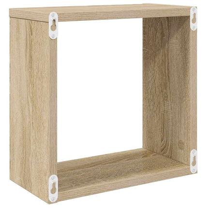 Vägghylla kubformad 2 st sonoma-ek 30x15x30 cm