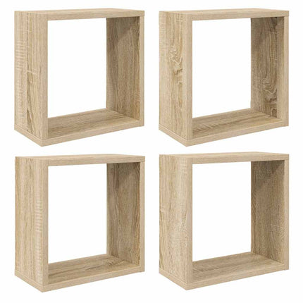 Vägghylla kubformad 4 st sonoma-ek 30x15x30 cm