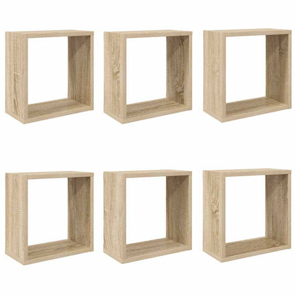 Vägghylla kubformad 6 st sonoma-ek 30x15x30 cm