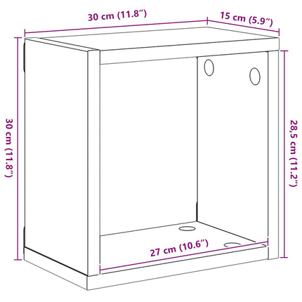 Vägghylla kubformad 2 st Betonggrå 30x15x30