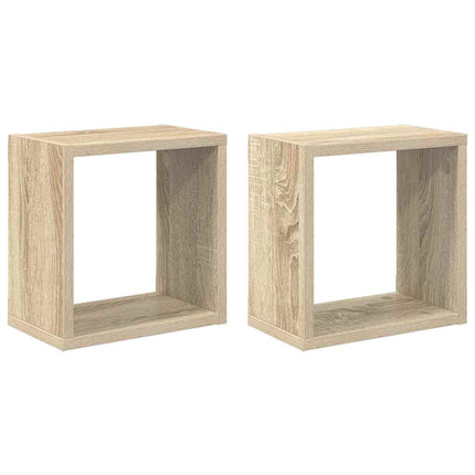 Vägghylla kubformad 2 st sonoma-ek 26x15x26 cm