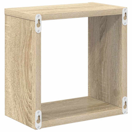 Vägghylla kubformad 2 st sonoma-ek 26x15x26 cm