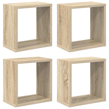 Vägghylla kubformad 4 st sonoma-ek 26x15x26 cm